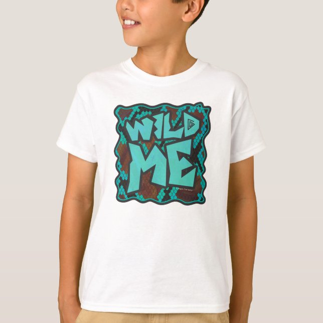 Wild Me Snake Brown and Teal Print T-Shirt (Front)