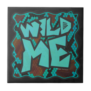 Wild Me Snake Brown and Teal Print Tile