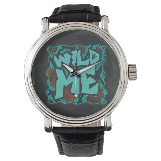 Wild Me Snake Brown and Teal Print Watch (Front)