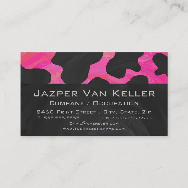 Wild Me Tiger Black and Pink Business Card (Front)