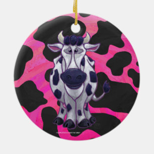 Wild Me Tiger Black and Pink Ceramic Ornament
