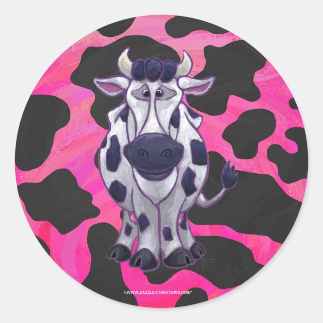 Wild Me Tiger Black and Pink Classic Round Sticker (Front)