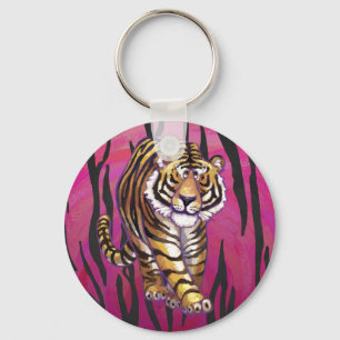 Wild Me Tiger Black and Pink Keychain