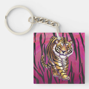Wild Me Tiger Black and Pink Keychain