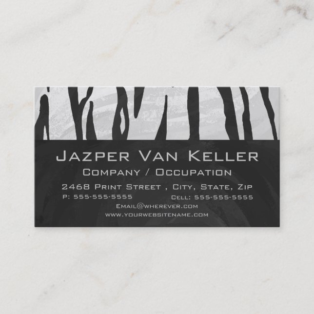 Wild Me Tiger Black and White Print Business Card (Front)