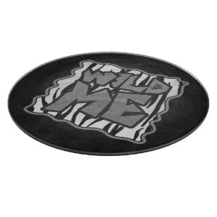 Wild Me Tiger Black and White Print Cutting Board