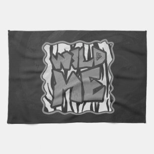 Wild Me Tiger Black and White Print Kitchen Towel