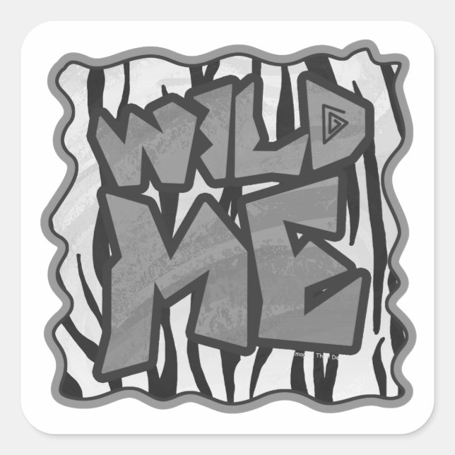 Wild Me Tiger Black and White Print Square Sticker (Front)