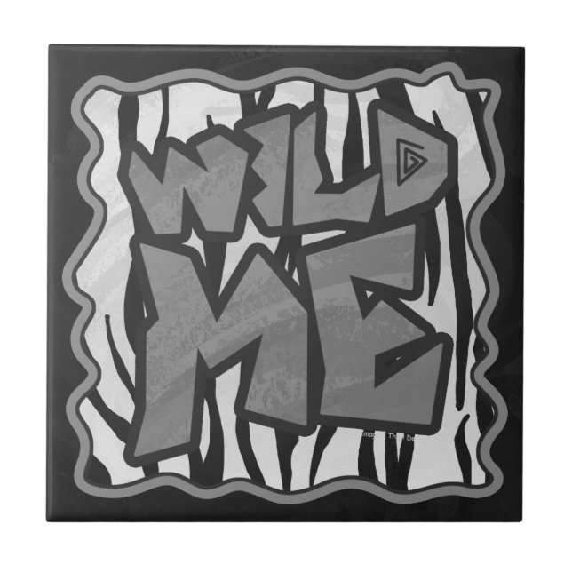 Wild Me Tiger Black and White Print Tile (Front)