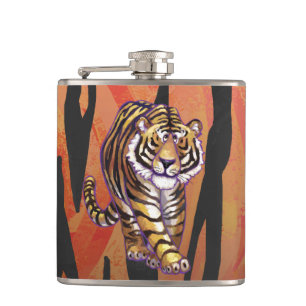 Wild Me Tiger Hot orange and Black Print Hip Flask