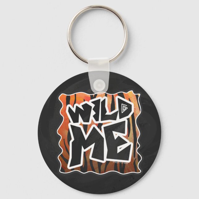 Wild Me Tiger Hot orange and Black Print Keychain (Front)