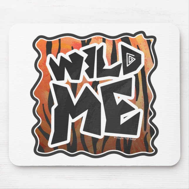 Wild Me Tiger Hot orange and Black Print Mouse Pad (Front)