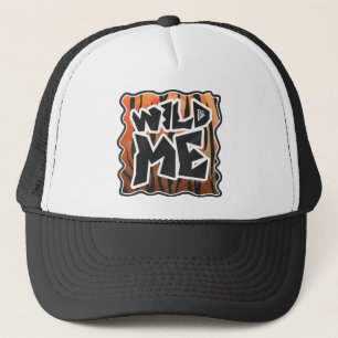 Wild Me Tiger Hot orange and Black Print Trucker Hat