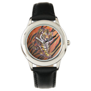 Wild Me Tiger Hot orange and Black Print Watch