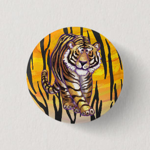 Wild Me Tiger Orange and Black 1 Inch Round Button