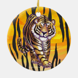Wild Me Tiger Orange and Black Ceramic Ornament