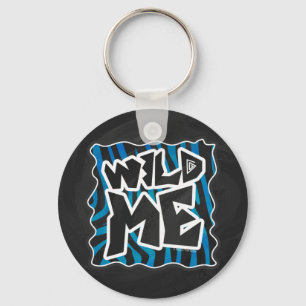 Wild Me Zebra Black and Blue Keychain