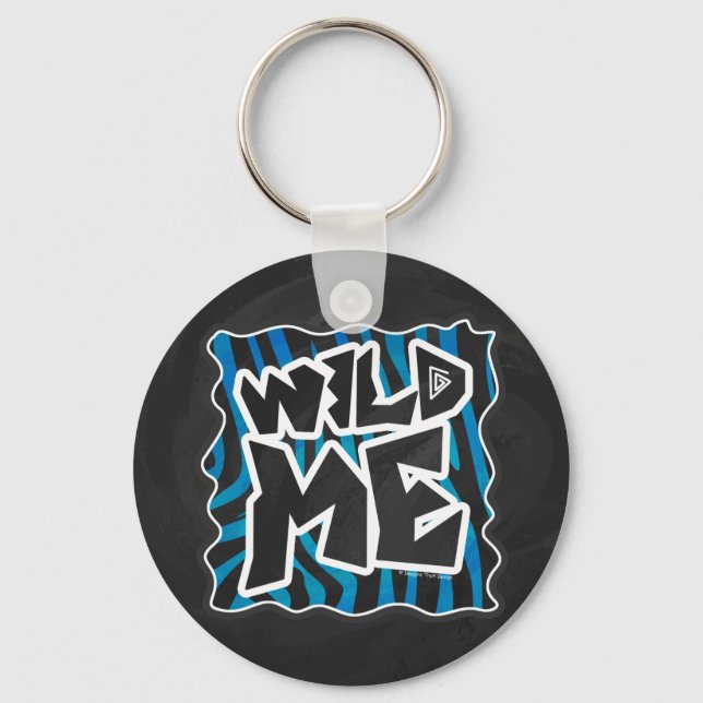 Wild Me Zebra Black and Blue Keychain (Front)