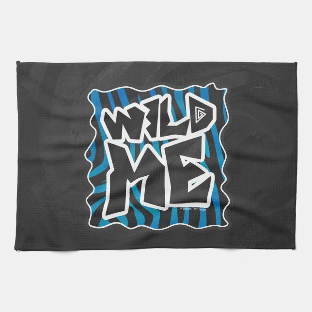 Wild Me Zebra Black and Blue Kitchen Towel (Horizontal)