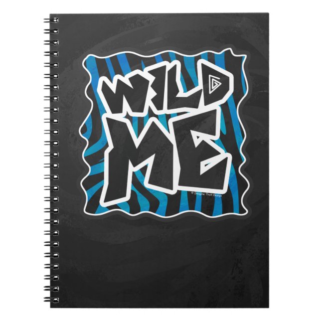 Wild Me Zebra Black and Blue Notebook (Front)