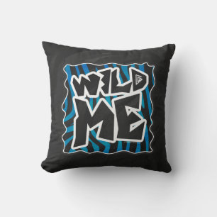 Wild Me Zebra Black and Blue Throw Pillow