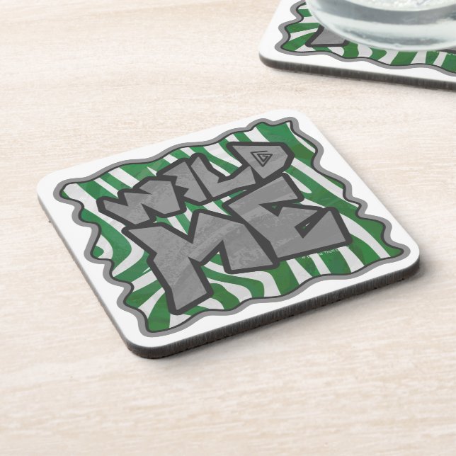 Wild Me Zebra Green and White Coaster (Left Side)