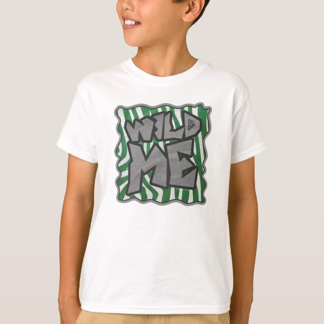 Wild Me Zebra Green and White T-Shirt (Front)