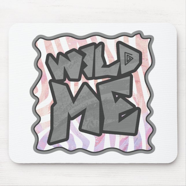 Wild Me Zebra Pink and White Mouse Pad (Front)
