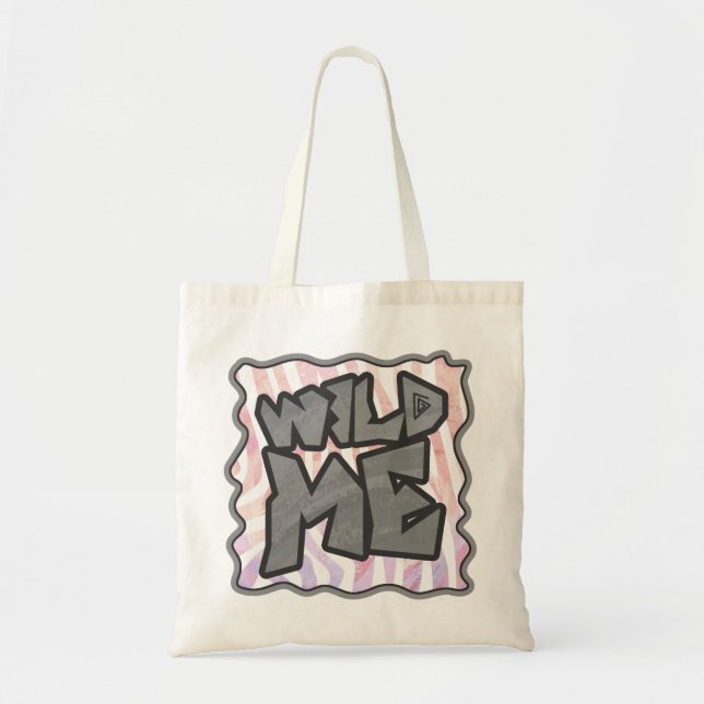 Wild Me Zebra Pink and White Tote Bag (Front)