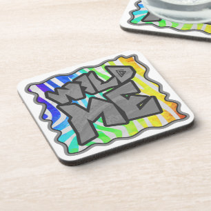 Wild Me Zebra Rainbow and White Print Coaster