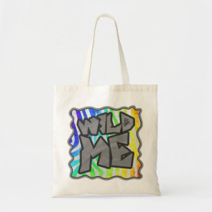 Wild Me Zebra Rainbow and White Print Tote Bag