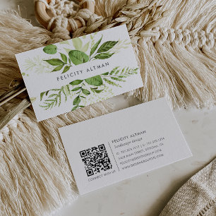 Wild Meadow   Botanical QR Code Business Card