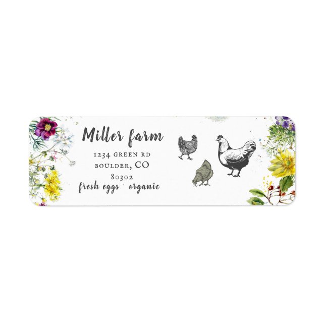 wild meadow floral rustic script return address (Front)