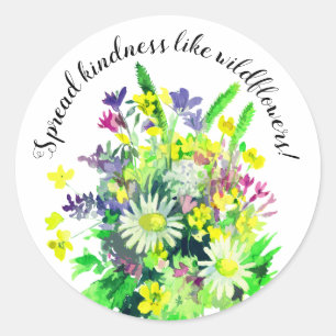Wild meadow flowers spread kindness  classic round sticker