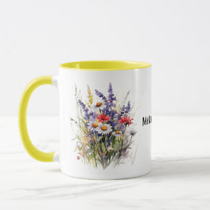 Wild Meadow Flowers with editable name Mug