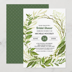 Wild Meadow Green Botanical Bridal Shower Invitation