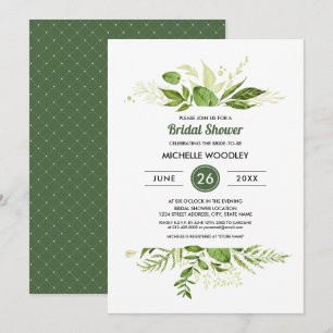 Wild Meadow Green Botanical Bridal Shower Invitation