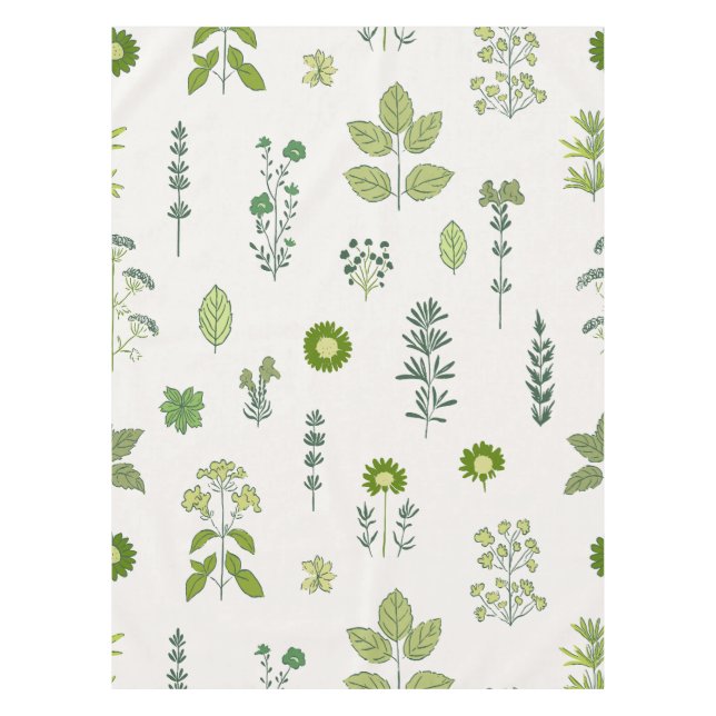 Wild Meadow Herb Green Tablecloth (Front)
