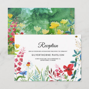 Wild Meadow Summer Forest Wedding Reception Card