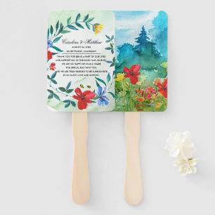 Wild Meadow Wildflowers Painting Wedding Hand Fan