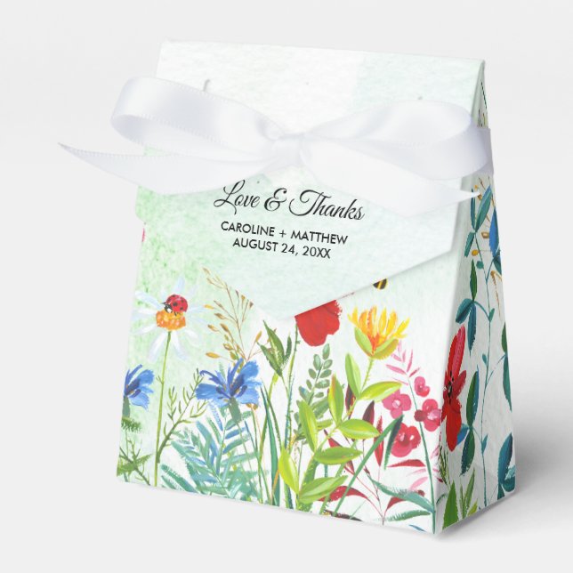 Wild Meadow | Wildflowers Watercolor Wedding Favor Box (Front Side)