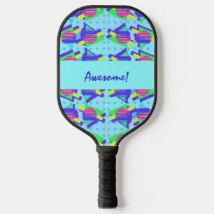 Wild Memphis Customizable Triangle Patterns Pickleball Paddle