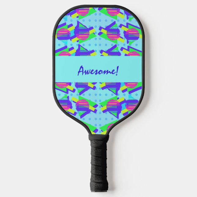 Wild Memphis Customizable Triangle Patterns Pickleball Paddle (Front)