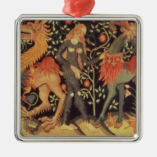Wild Men and Animals, tapestry, 15th century Metal Ornament (Front)
