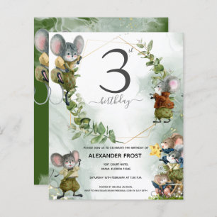 Wild Mice 3rd Birthday Party Invitation 