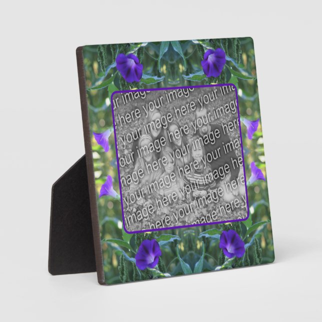 Wild Morning Glory Flowers Add Your Own Photo Plaque (Front)