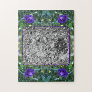 Wild Morning Glory Flowers Frame Add Your Photo Jigsaw Puzzle