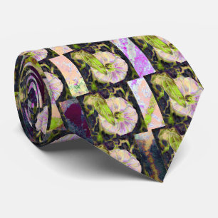 Wild Morning Glory Pink Green Delicate Pattern Tie