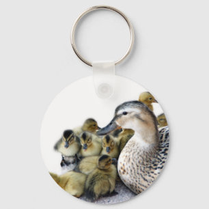 Wild Mother Duck and Ducklings Keychain