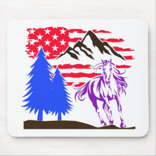 Wild Mountain Horse Galloping Mouse Pad